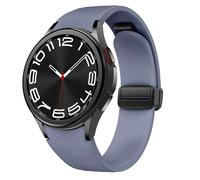 Correa magnética de cuero para Samsung Galaxy Watch 6/5/4 40mm 44mm/6 Classic 43 47mm/5 Pro 45mm/4 Classic 42 46mm/Active 2，20mm Seamless D-Buckle Hybrid Eco-Leather Correa deportiva de silicona suave