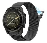 Correa magnética milanesa de 26 mm, compatible con Garmin Fenix 8, Fenix 7X, Enduro, Instinct 3, bucle de malla de acero de liberación rápida (negro, 26 mm)