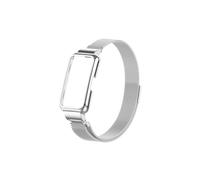 Correa Milan apta for Huawei Band 9 8 7 con funda protectora de Metal pulsera de bucle de parachoques for reloj Huawei Band 9 8(Silvery,For Huawei Band 8)