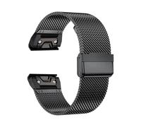 Correa milanesa de Metal de 20mm, 22mm y 26mm, for Garmin Fenix E 8 7 Pro 7X 6 6X 5X 5Plus, correa de reloj de acero inoxidable de ajuste rápido(Black,26mm)