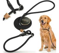 Correa moxon negra de 6 mm y 130 cm para perros con tope de tracción, con correa de mano, varias longitudes y colores, correa para perros ligera y robusta, correa redonda para retriever | correa de