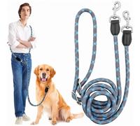 Correa multifuncional manos libres para perros, correa doble ajustable y resistente, correa de entrenamiento reflectante de nailon de 2,6 m