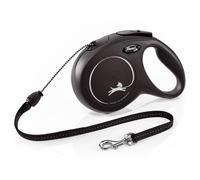 Correa New Classic de hilo para perros - Flexi - Color: Negro | Mediciones: 8 m/12 kg