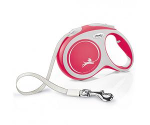 Correa New Comfort de cinta para perros - Flexi - Color: Rojo | Mediciones: 5 m/60 kg