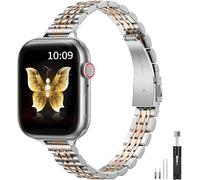 Correa Original de Metal Delgada Compatible con Apple Watch Correa 38mm 40mm 41mm 44mm 45mm 46mm 49mm, Correa de Acero Inoxidable para iWatch Ultra SE, Series 11 10 9 8 7 6 5 4 3 2 1