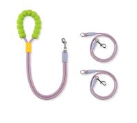 Correa para 1 o 2 perros, correa de vientre giratoria 360°, asa de espuma ensanchada y engrosada, doble correa trenzada para perros de 3 a 16 kg (morado)