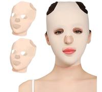 Correa para adelgazamiento facial de 2 piezas, máscara de elevación de cara transpirable 3D reutilizable, antihrinkle de barbilla doble v máscara de cara de cara llena para dormir diariamente