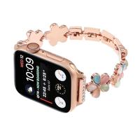 Correa para Apple Watch de 38 mm, 40 mm, 41 mm, 42 mm, 44 mm, 45 mm, 49 mm, correa de acero inoxidable para iWatch 9/8/7/6/5/4/3/2/1/SE Series para hombres y mujeres (oro rosa 2, 42-44-45-49 mm)