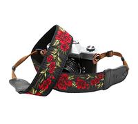 Correa para cámara de flores de rosa, 2 pulgadas de ancho con cabeza de vaca de doble capa, correa de cuello ajustable para todas las cámaras réflex digitales, el mejor regalo para fotógrafos