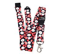 Correa para colgar al cuello SpiriuS en un diseño de flores, para el teléfono móvil, el soporte de la tarjeta de identificación o para el llavero, color Daisies in Black