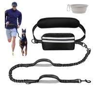 Correa para correr para perros con cinturón abdominal - Correa elástica para correr con cuenco portátil para agua potable, riñonera extraíble y cinturón de seguridad para todas las razas de perros