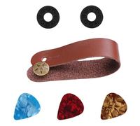 Correa para el cuello de guitarra, soporte de cinturón de cuero para cabeza, botón de bloqueo seguro, adaptador de cabezal de piel, fácil de usar