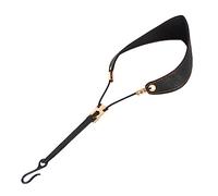 Correa para el cuello de piel de saxofón con hebilla gruesa acolchada ajustable y gancho negro para saxofón soprano barítono alto tenor