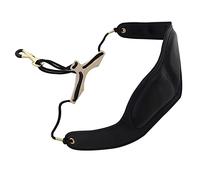 Correa para el cuello de piel sintética para saxofón con hebilla gruesa acolchada y ajustable, gancho negro para saxo soprano alto barítono