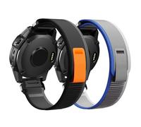Correa para Garmin Fenix 6/7/6 Pro/7 Pro, Quickfit 22mm Correa para Garmin Fenix 8/8 Pro 47mm/5/5 Plus, Forerunner 935/945/965, Nylon para Instinct/2, Approach S62, Epix(Gen 2)(Negro Gris+Azul Gris)