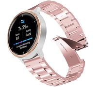 Correa para Garmin Venu 2S, 18mm Pulsera Acero Inoxidable Correa para Vivoactive 4S/TicWatch C2/Fossil Women's Sport/Fossil Q Venture Gen 3/Gen 4/HR Gen 4/Withings Steel HR 36mm