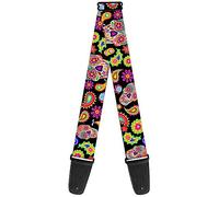 Correa para guitarra Bobo Sugar Skull/Paisley Negro/Multi Color - 2" de ancho - 29-54" de longitud