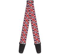 Correa para guitarra con hebilla - banderas del Reino Unido diagonal - 5 cm de ancho - 74 cm de longitud