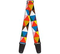 Correa para guitarra con hebilla - bloques geométricos triangulares multicolor - 5 cm de ancho - 74 cm de longitud