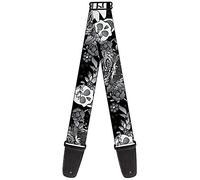 Correa para guitarra con hebilla, diseño de Death Before Dishone, color blanco y negro, 5 cm de ancho y 74 cm de longitud