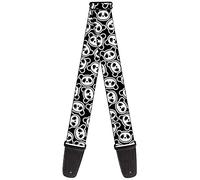 Correa para guitarra con hebilla, diseño de oso de panda disperso, color negro y blanco, 5 cm de ancho, 71-137 cm de longitud