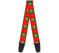 Correa para guitarra con hebilla, diseño de tortugas marinas, color rojo y verde, 5 cm de ancho, 74 cm de longitud