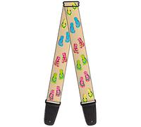 Correa para guitarra con hebilla, diseño tropical, color marrón/multicolor, 5 cm de ancho, 74 cm de longitud
