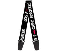 Correa para guitarra con hebilla hacia abajo - Los ángulos de los pies - Negro/Blanco/Rosa - 2" de ancho - 29-54" de longitud