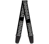 Correa para guitarra con hebilla hacia abajo - ¡ventana! Negro/gris - 5 cm de ancho - 74 cm de longitud