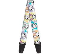 Correa para guitarra con hebilla, Happy/Sad Bunnies & Stars White/Pastel
