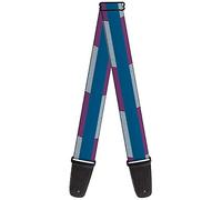 Correa para guitarra con hebilla, Hash Mark Stripe Turquoise/Fuchsia/White
