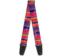 Correa para guitarra con hebilla, líneas de color rojo y morado, 5 cm de ancho, 71-137 cm de longitud