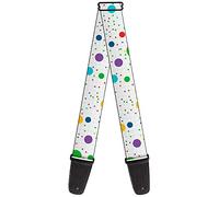 Correa para guitarra con hebilla - lunas/cuadrícula 2 blanco/gris/multicolor - 5 cm de ancho - 74 cm de longitud
