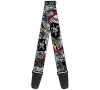 Correa para guitarra con hebilla, para hombres muertos, no hay pelusas, color blanco, 5,08 cm de ancho y 73,66 cm de largo