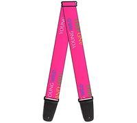 Correa para guitarra con hebilla - Young WILD AND FREE rosa/blanco/azul/amarillo/verde - 2" de ancho - 29-54" de longitud