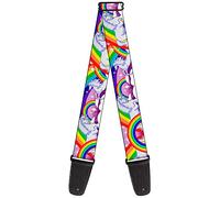 Correa para guitarra con unicornios en arco iris, color morado brillante, 5 cm de ancho