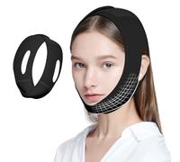 Correa para la barbilla, reductor de papada, adelgazante facial en forma de V, mascarilla de mentón, correa ajustable para dormir, esculpir la mandíbula y reafirmar la piel (negro)