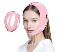 Correa para la barbilla, reductor de papada, adelgazante facial en forma de V, mascarilla de mentón, correa ajustable para dormir, esculpir la mandíbula y reafirmar la piel (rosa)