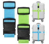 Correa para maleta, 2 unidades de 420 cm + 420 cm, correa ajustable para maleta, correa de equipaje ajustable, correa cruzada con placa de dirección, accesorios para maletas, equipaje, bolsa de viaje