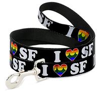 Correa para Mascota con Hebilla, 10,16 cm x 3,81 cm, con diseño de Puente de corazón, Color Negro/Blanco/Arco Iris