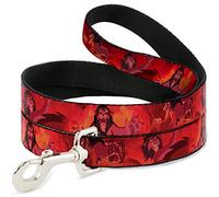 Correa para Mascota con Hebilla - Simba Scar Batalla Escena Fiery Rojo - 6 pies de Largo - 3,8 cm de Ancho