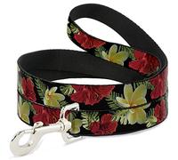 Correa para Mascotas con Hebilla, 10,16 cm x 3,81 cm, Collage Tropical Floral Negro/Rojo/Naranja