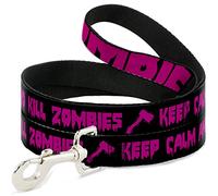 Correa para Mascotas con Hebilla, 10,16 cm x 3,81 cm, Keep Calm and Kill Zombies Negro/Rosa
