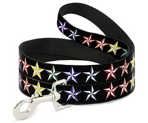 Correa para Mascotas con Hebilla, 10,16 x 0,63 cm, diseño de Estrella náutica, Color Negro y Multicolor