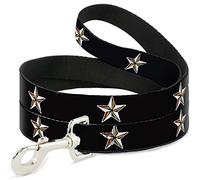 Correa para Mascotas con Hebilla Baja, 10,16 x 0,63 cm, Estrella náutica, Color Negro/Blanco/Arco Iris