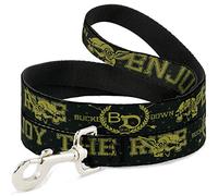 Correa para Mascotas con Hebilla - BD Calavera alada Enjoy The Ride Olive/Lime Green