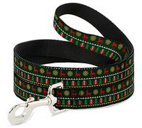 Correa para Mascotas con Hebilla - Jersey de Navidad de Punto Verde/Blanco/Dorado/Rojo