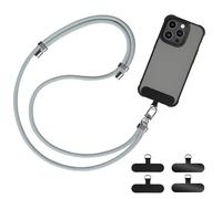 Correa para Móvil Universal Gris, Cordón Ajustable de Nailon con 2 Parches TPU y 2 de Nailon para Mujer y Hombre (No Incluye Funda), Correa para Móvil para Exteriores, Viajes y Actividades Diarias