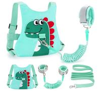 Correa para niños pequeños, arnés de seguridad para caminar y eslabones de muñeca antipérdida para niñas y niños de viaje (verde claro, dinosaurio)