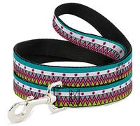 Correa para Perro Aztec14 Seafoam Green White Pink Lime Green Black 6 pies de Largo 0.5 Pulgadas de Ancho
